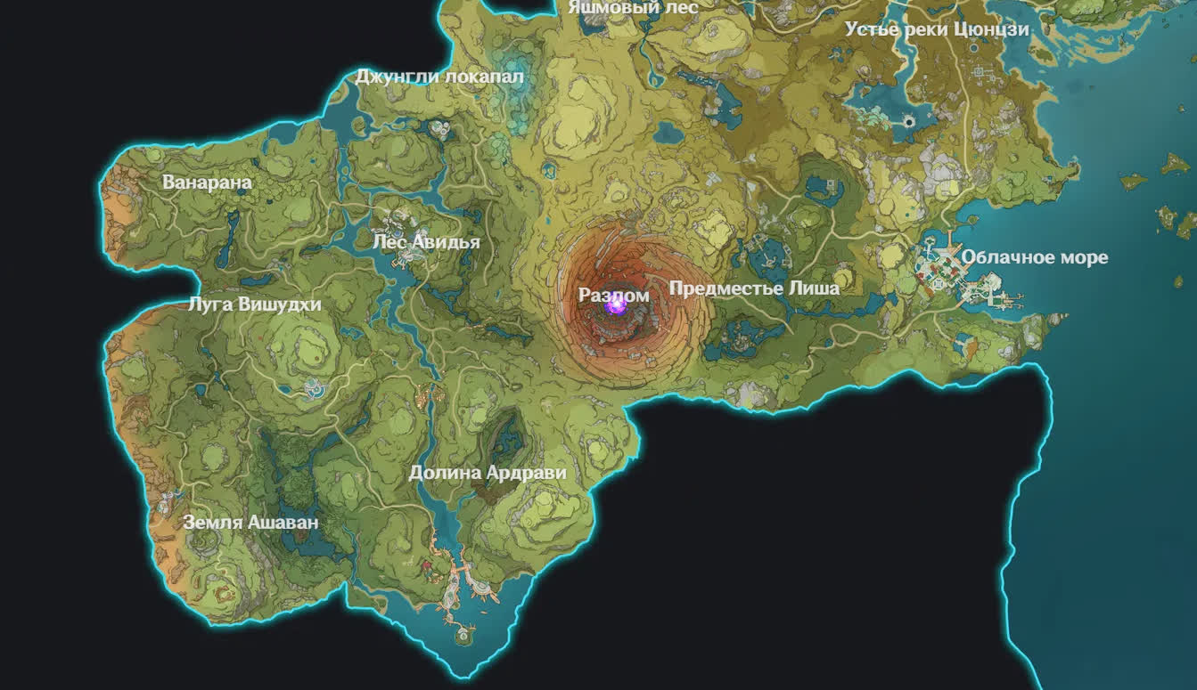 Интерактивная карта Сумеру в Genshin Impact 3.0