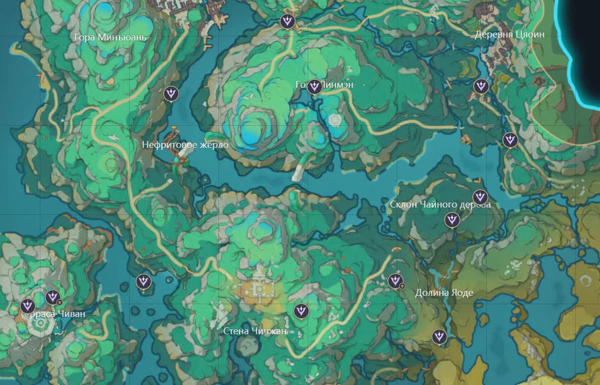География долины Чэньюй в Genshin Impact — все точки обзора на карте для Архива
