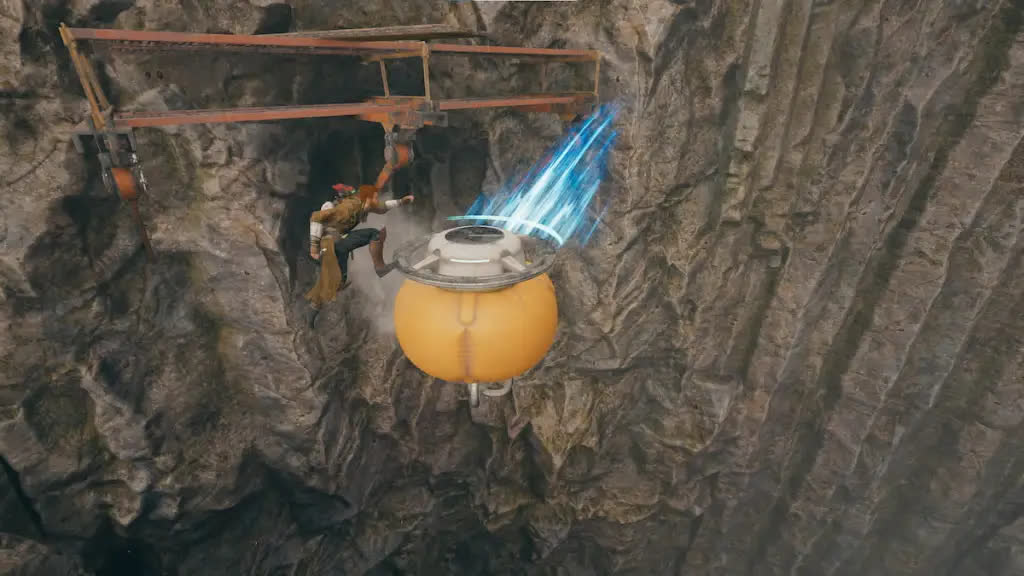Как схватиться за желтые шары при помощи троса в Star Wars Jedi: Survivor