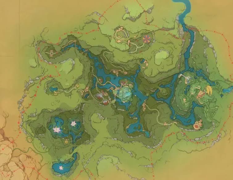 Слив карты Пенумбры в Genshin Impact 3.8 — новая область, детали карты