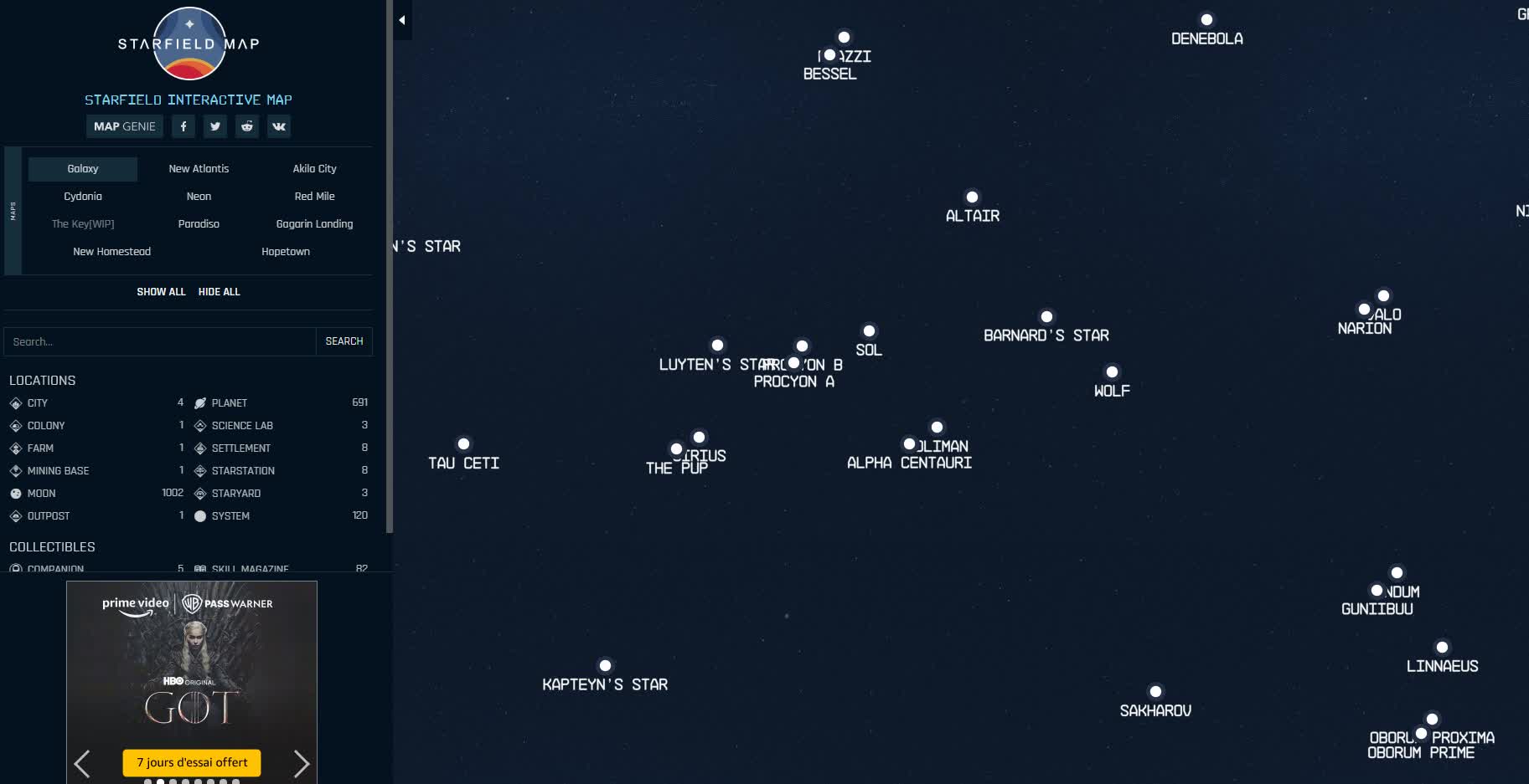 Интерактивная карта Starfield — торговцы, магазины, станции, планеты