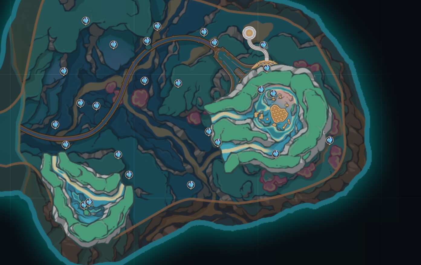 Все гидрокулы в Море древности в Ремурии в Genshin Impact — карта