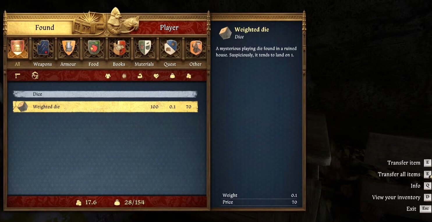 Где взять заряженную игральную кость в Kingdom Come Deliverance 2