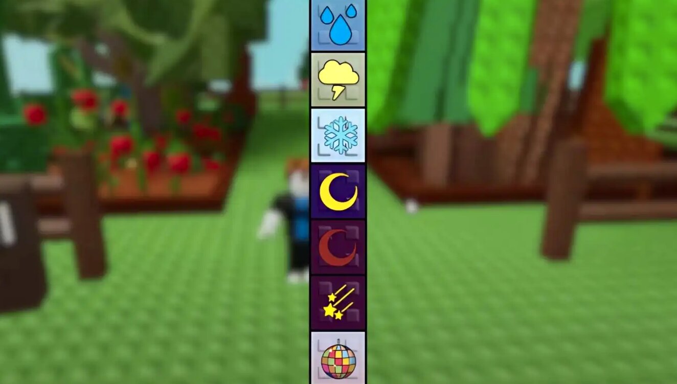 Вся погода в Roblox Grow a Garden — дождь, гроза, мороз, ночь, метеоритный дождь, дискотека
