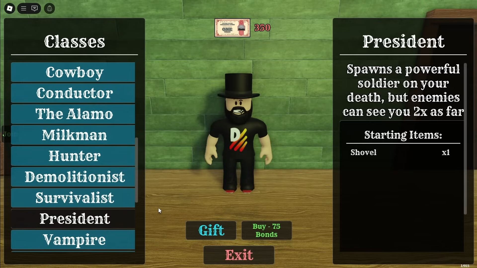 Все про класс Президент в Roblox Dead Rails