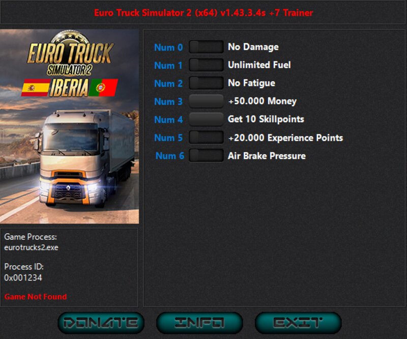 Скачать трейнер для Euro Truck Simulator 2: деньги и неуязвимость