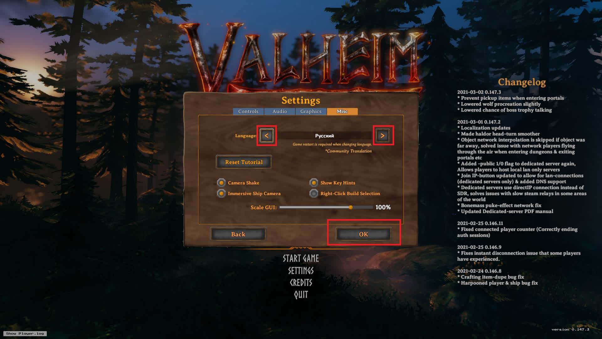 Valheim как включить русский язык