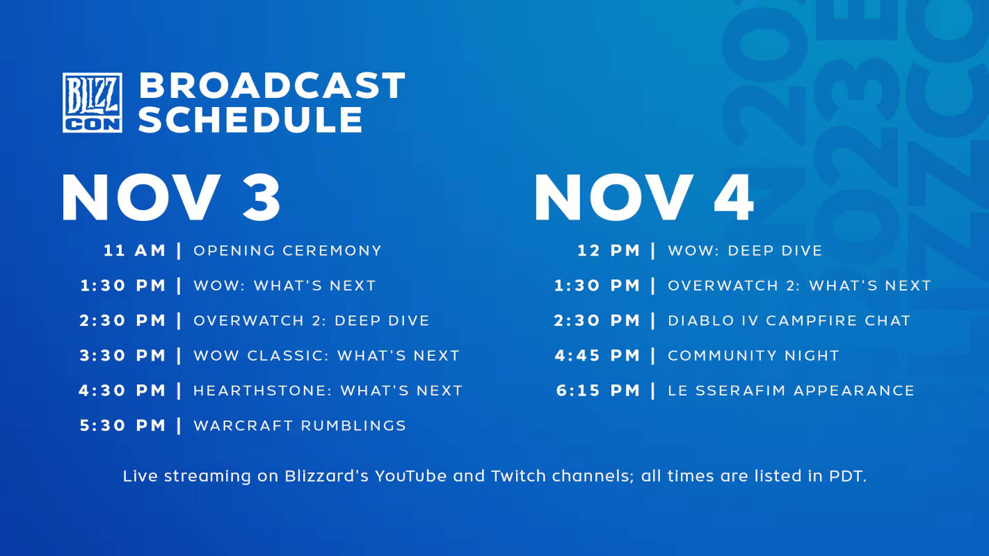 Blizzard показали расписание прямых трансляций BlizzCon 2023