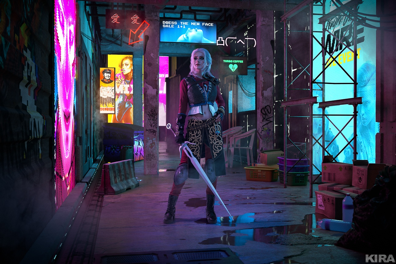 Правильный косплей — Цири в Cyberpunk 2077 и красотка Миса