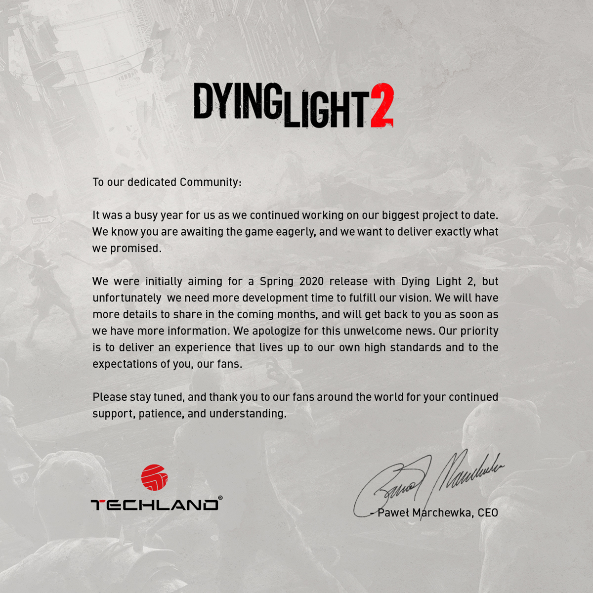 Dying Light 2 не выйдет весной 2020 года