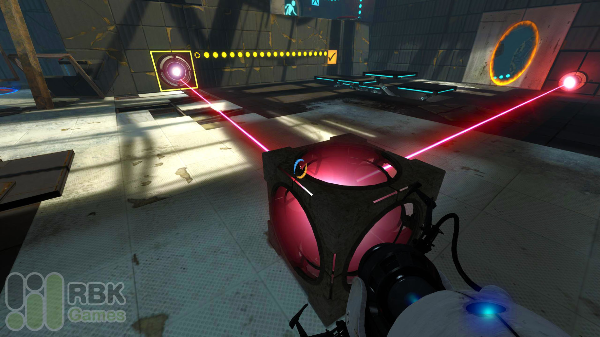 Смертельный лазер помогает решить головоломки в Portal 2