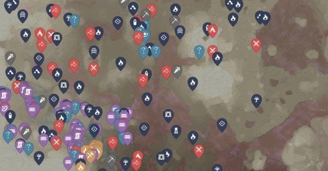 Интерактивная карта Enshrouded — обелиски, сундуки, данжи