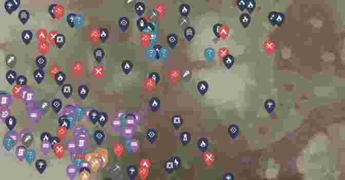 Интерактивная карта Enshrouded — обелиски, сундуки, данжи