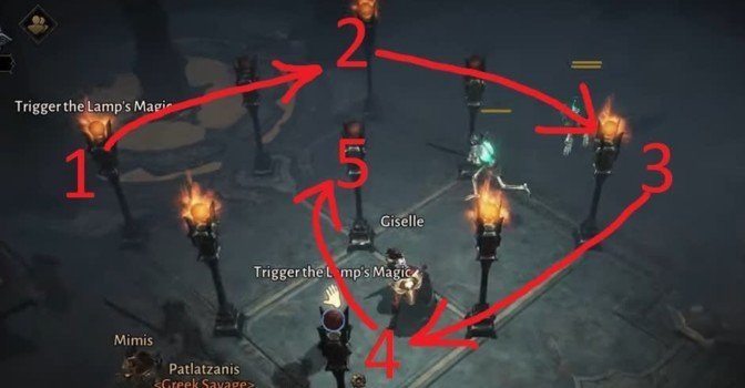 Зажгите все 9 ламп одновременно в Diablo Immortal