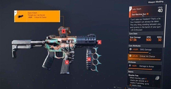 Как получить новый пистолет-пулемет Леди Смерть в The Division 2