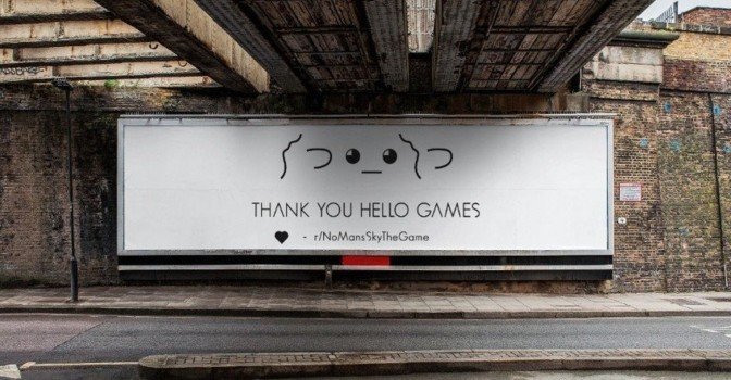 Игроки No Man's Sky установили баннер напротив студии Hello Games